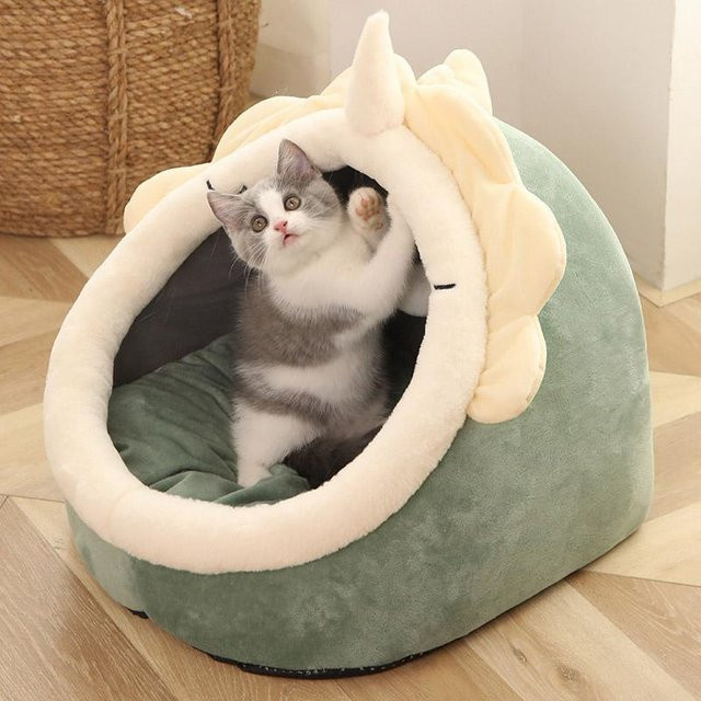 Pet Products My Katzenhöhle aus Mikrofaser und Baumwolle, faltbares Haustierbett in Grün, abnehmbarer Bezug - Bild 1