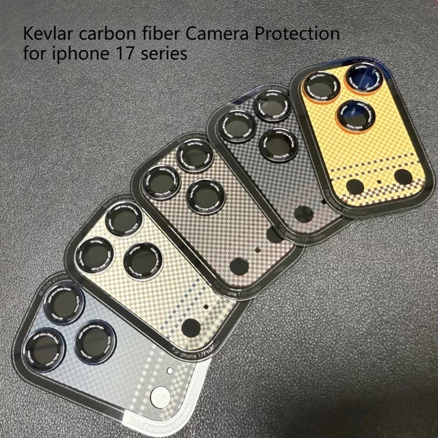 2er-Set Kevlar Carbon Faser Objektivschutz für iPhone 17 Pro mit Legierungsring und HD-Glas in Blau - Bild 1