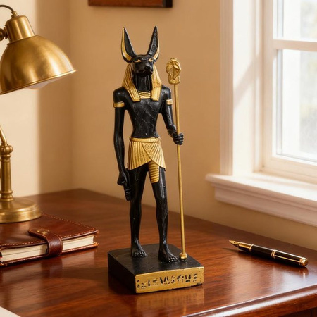 Anubis Statue aus Kunstharz von Simplistic Living Home in Schwarz und Gold zur Dekoration für dein Zuhause