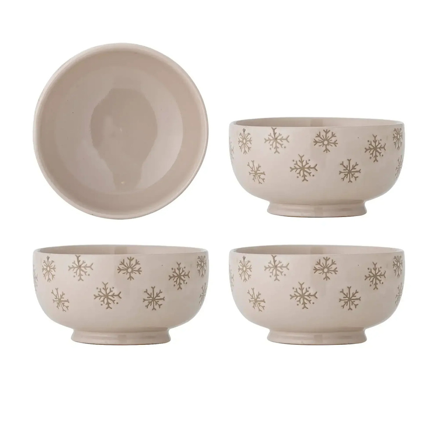 Bloomingville Keramikschalen Snowie in Beige, 4er-Set, Durchmesser: 13 cm - Bild 1