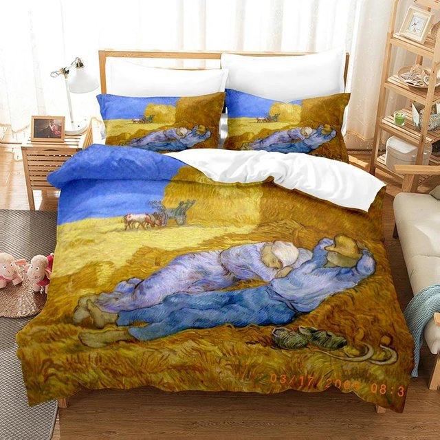JMG Household Supplies Van Gogh Ölgemälde Bettwäscheset mit Bettbezug und Kissenbezug, Blau, B/H: 140 x 210 cm - Bild 1