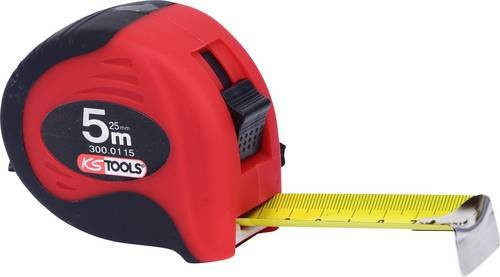 KS Tools Maßband mit Feststeller aus Bandstahl, Schwarz-Rot-Gelb, 5 m - Bild 1