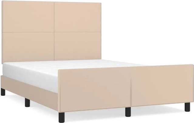 vidaXL Bettgestell mit Kopfteil in Cappuccino-Braun aus Kunstleder, B/T/H: 140 x 200 x 128 cm - Bild 1