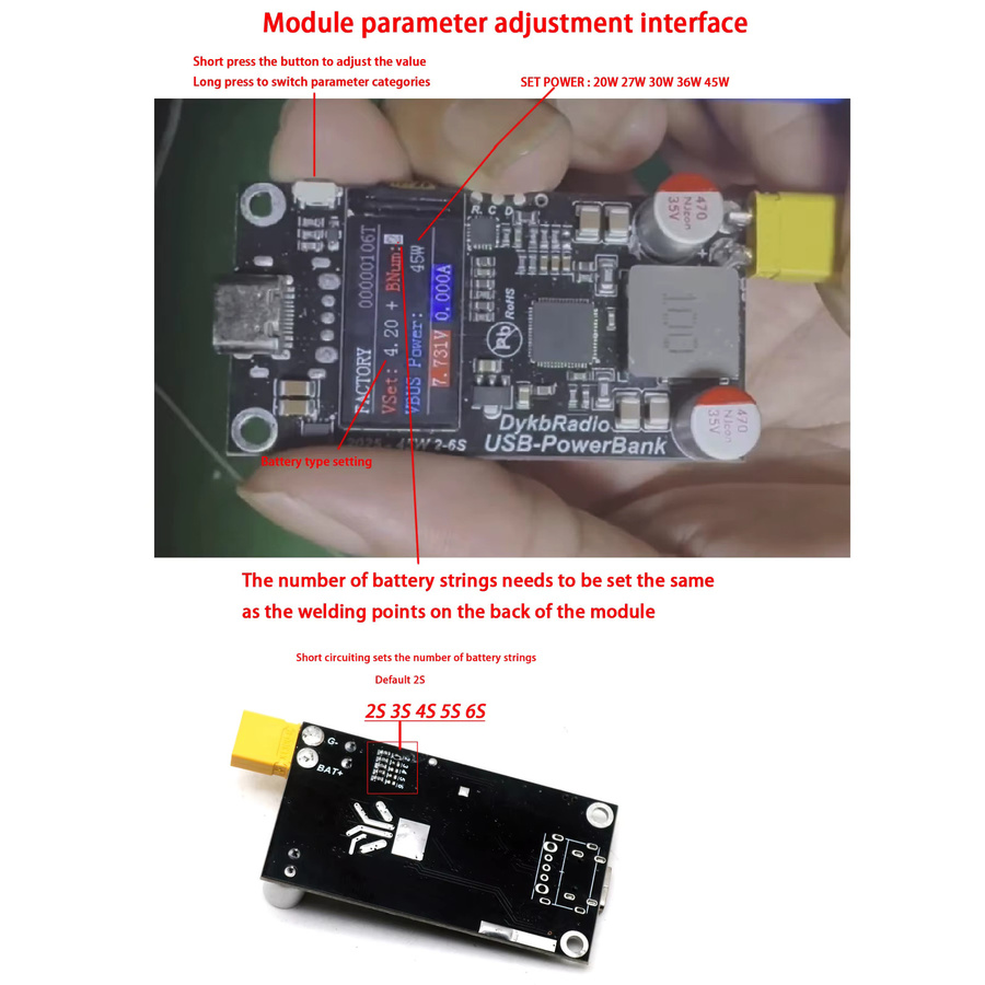 DYKBmetered Bidirektionales 45W Schnell-Ladegerät mit LCD-Display für Lithium RC-Akkus, Li-Ion und LiFePO4, USB-C, Schwarz - Bild 2