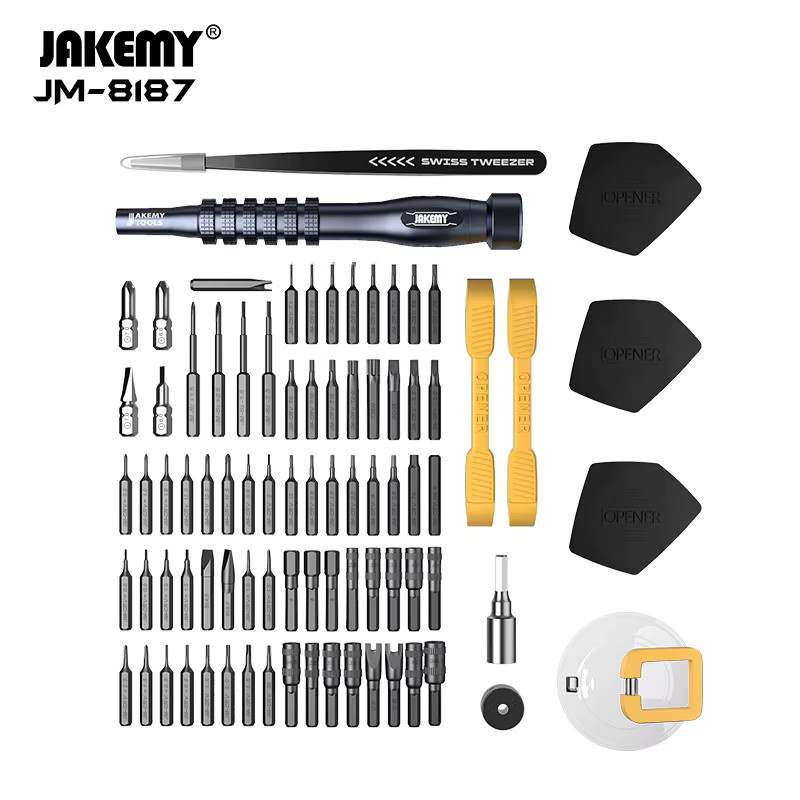 JAKEMY JM-8187 Präzisions-Magnetschraubendreher-Set mit Aluminiumlegierung-Griff und CR-V-Bits für Mobiltelefone, Tablets und Brillen - Bild 2