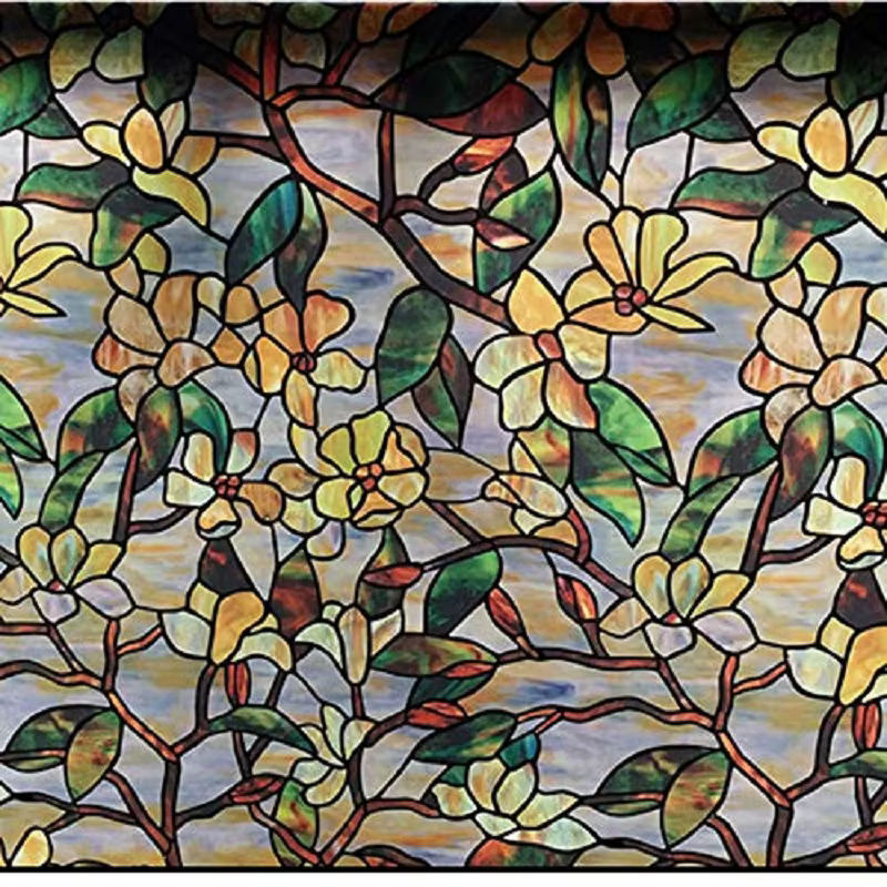 WXSHSH Fensterfolie Statische PVC Privatsphäre Folie Floral Beige für Glas Fenster Türen und Schränke B: 100 cm, H: 30 cm, T: 30 cm - Bild 4