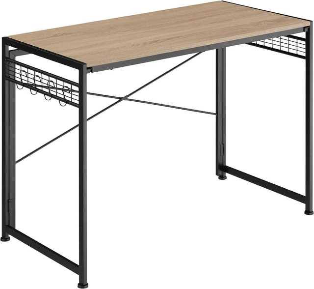 tectake Schreibtisch Paterson Industrial Style klappbar in Holz Hell Eiche Sonoma mit Gitterflächen und 8 Haken B/T/H: 102 x 51 x 77 cm - Bild 2