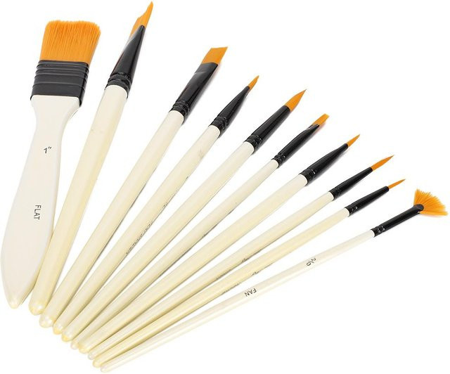 GoolRC 10er Set Nylon Pinsel für Aquarell, Gouache und Acryl inklusive Aufbewahrungstasche in Beige - Bild 1