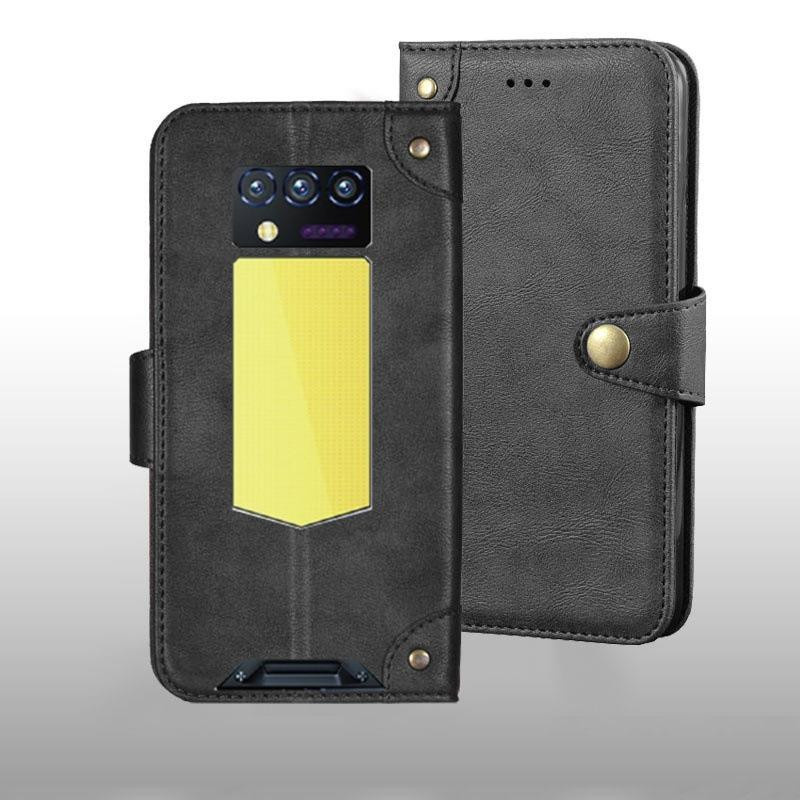 BONUMUM Handyhülle für Oukitel WP100 Titan mit Leder-Rückseite und Metallverschluss im Retro-Design in Schwarz, Rot, Gelb oder Blau - Bild 1
