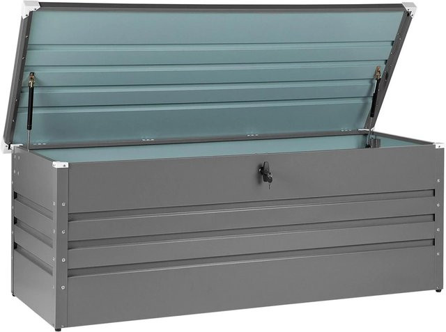 Beliani Truhe CEBROSA aus verzinktem Stahl in Grau, B/T/H: 165 x 70 x 63 cm - Bild 1