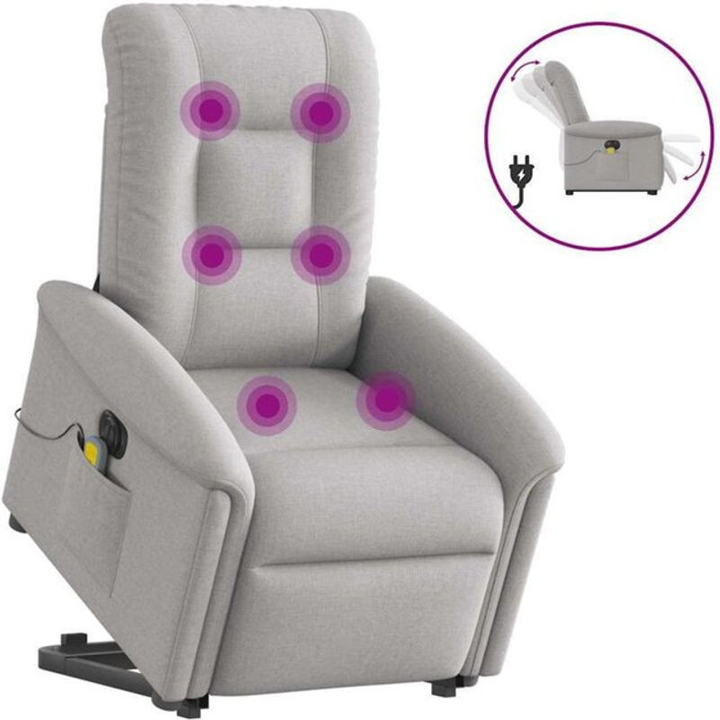 Elektrischer Massagesessel mit Aufstehhilfe von vidaxl in Wolkengrau aus Stoff - Bild 1