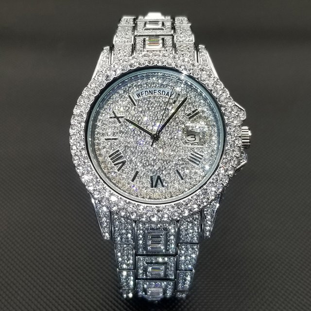 WEISIKAI Armbanduhr Edelstahl, Silber, Diamantbesetzt, Herren - Bild 1