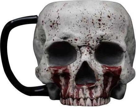 Aunel Totenkopfbecher aus Edelstahl und Keramik in Weiß für Halloween und Horror-Themenpartys - Bild 1