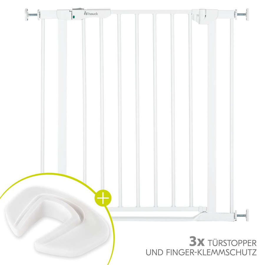 Hauck Türschutzgitter Clear Step Autoclose 2 und Türstopper 3er Pack in White ohne Bohren - Bild 1