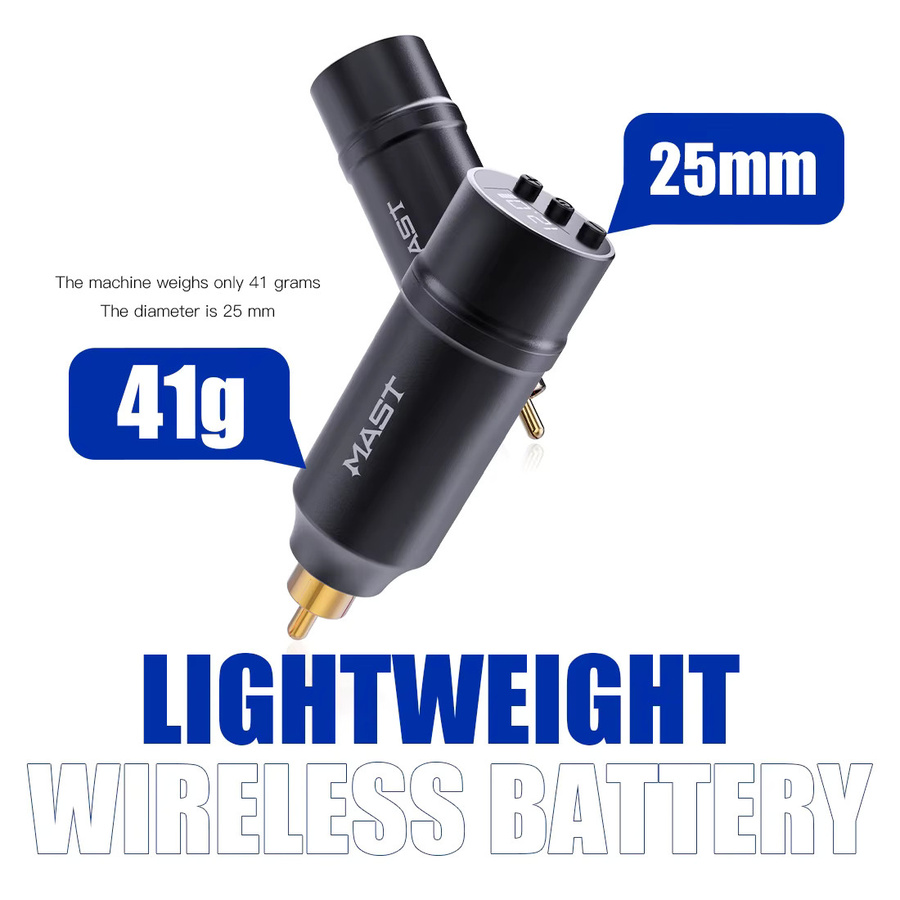 Mast T2 Mini-Tattoo-Akku Schwarz mit 1100 mAh und RCA-Anschluss - Bild 2