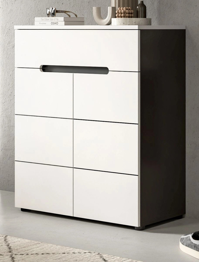 Schuhkommode Cooper von Inn.Furn in Weiß und Grau mit Soft-Close-Funktion, B/T/H: 80 x 37 x 94 cm - Bild 1