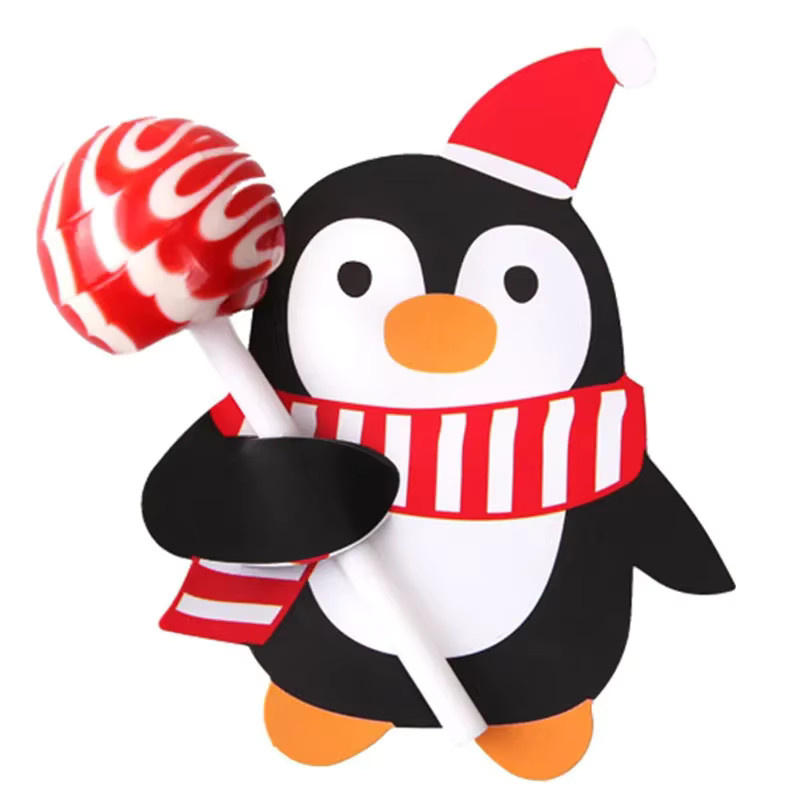 5er Packung Weihnachtliche Süßigkeiten Geschenkverpackung aus Papier mit Lutscher-Kartenhalter im Santa und Pinguin Design, Mehrfarbig - Bild 3