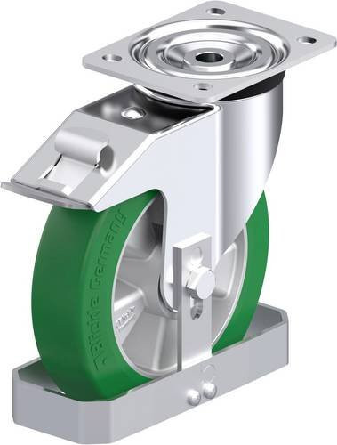 Blickle L-ALST 200K-FI-FS Stahlblech-Lenkrolle in Silber mit 200 mm Rad-Durchmesser und 400 kg Tragfähigkeit - Bild 1