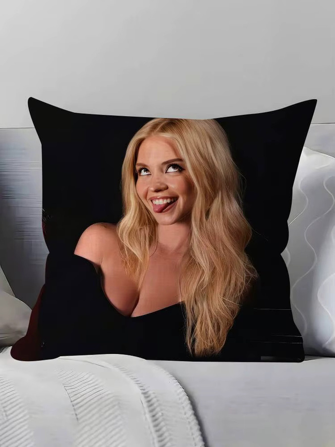 Kissenbezug mit Sydney Sweeney Motiv in Schwarz, quadratisch, B/B/H: 30 x 30 x 4 cm - Bild 6