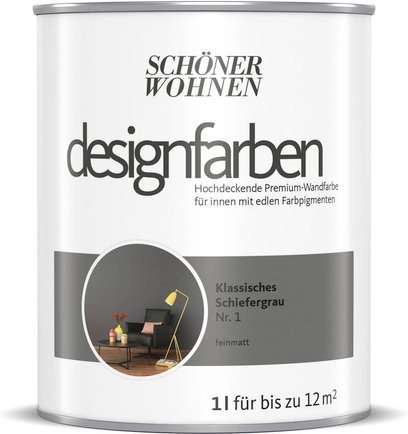 Schöner Wohnen Designfarben Innenfarbe Klassisches Schiefergrau matt, 1 l - Bild 1