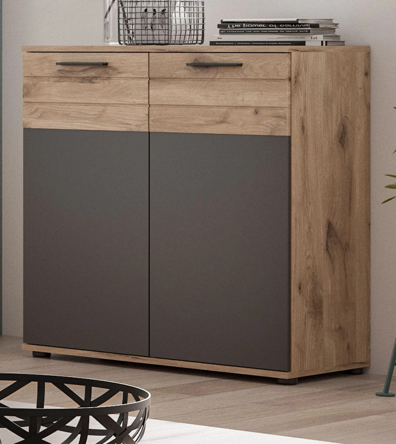Kommode Tomaso von Inn.Furn in Eiche und Grau mit Soft-Close-Schubladen, Breite: 80 cm - Bild 2