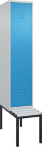 C+P Spind Classic PLUS Garderobenschrank mit Sitzbank, 1 Abteil, Lichtgrau, B/T/H: 212,0 x 40,0 x 81,5 cm - Bild 1