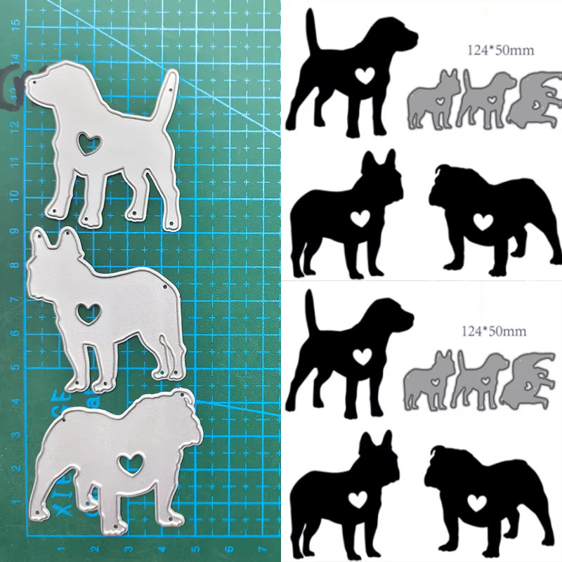 Silbernes Metall-Stanzwerkzeug für Scrapbooking und DIY-Bastelarbeiten mit Motiven wie Hund, Kokosnuss und Baum zur Papier- und Kartenverzierung - Bild 3