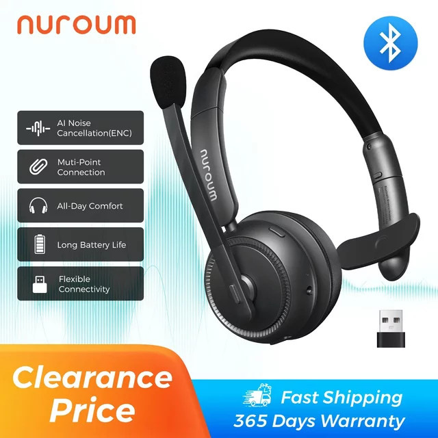 Nuroum HP31SU Bluetooth 5.3 Kabelloses Over-Ear-Headset mit ENC-Geräuschunterdrückungsmikrofon und Stummschalttaste in Schwarz - Bild 1