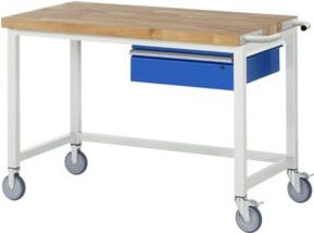 Fahrbare Werkbank RAU mit Querstrebe und Schublade, B/T/H: 125 x 70 x 88 cm - Bild 1