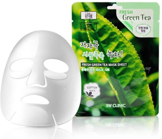 3w-clinic Fresh Green Tea Mask, Gesichtsmaske mit Grüntee-Extrakt - Bild 1