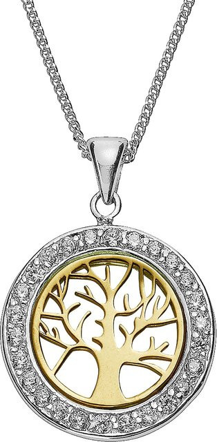 Zeeme Halskette 925 Silber, zweifarbig, Lebensbaum-Motiv, Damen - Bild 1