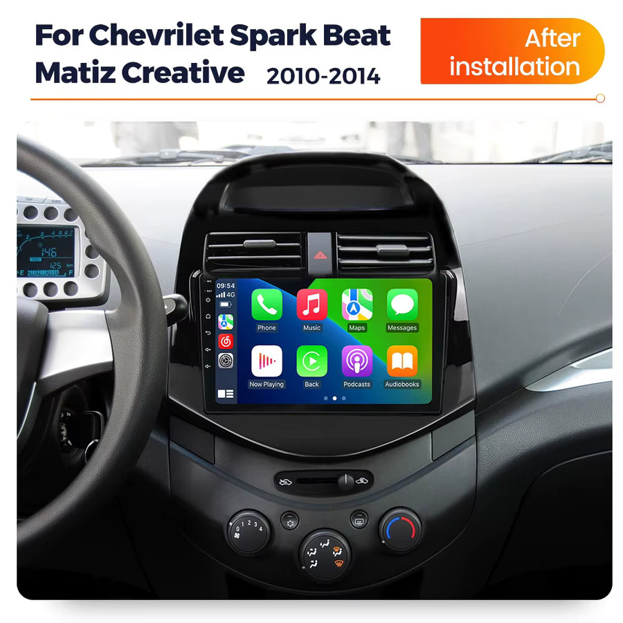 NAVIFANS Autoradio mit Carplay und Android Auto sowie GPS für Chevrolet Spark Beat Matiz Creative 2010 - 2014, Multimedia-Player in Schwarz - Bild 2