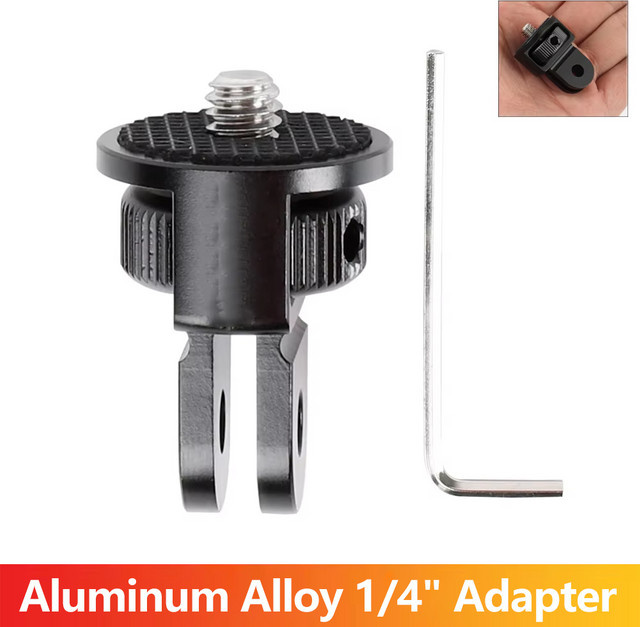 EXSKOF 1/4 Zoll Adapter Stativhalterung aus Aluminiumlegierung in Schwarz für GoPro Hero 13 12 11 10 9 8 SJCAM Insta360 AKASO DJI Osmo Action Kamerazubehör - Bild 1
