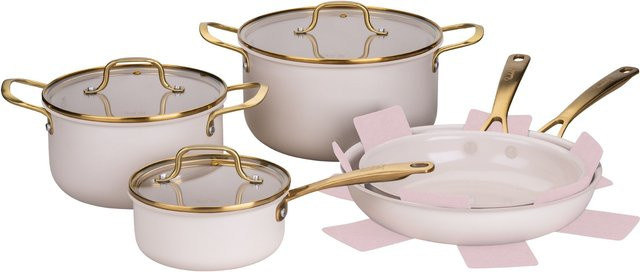 Fackelmann Pamela Reif Signature Kochgeschirr-Set, 10-teilig, Keramik in Beige, Gold und Weiß - Bild 1