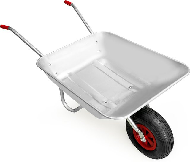 Gardebruk Schubkarre Silber/Rot mit 80l Volumen und 100kg Tragkraft, B/T/H: 125 x 65,5 x 61 cm - Bild 1