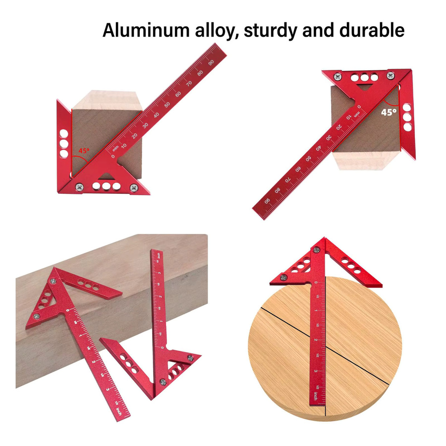 Präzisions-Markierungslineal aus Aluminiumlegierung in Rot für die Holzbearbeitung und Bastelarbeiten - Bild 2