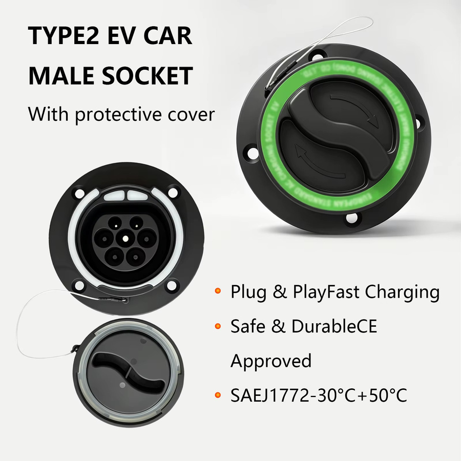 SUSUTOO Typ 2 EV-Eingangssteckdose Schwarz, 16A-32A 1P 3-Phasen IEC 62196-2 Versiegelter Ladeanschluss Ersatzadapter für Elektrofahrzeuge - Bild 4