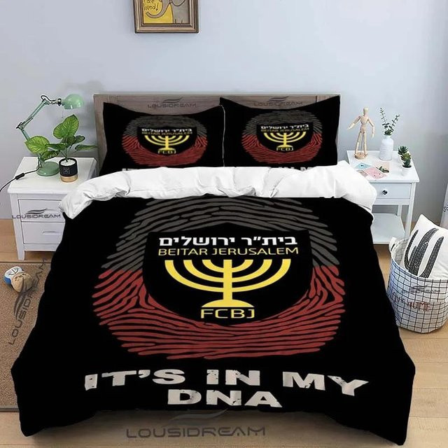 Beitar Jerusalem FC Ganzjahres-Bettwäscheset aus Mikrofaser in Schwarz, bestehend aus Bettbezug und Kissenbezug, B/H: 264 x 228 cm - Bild 1
