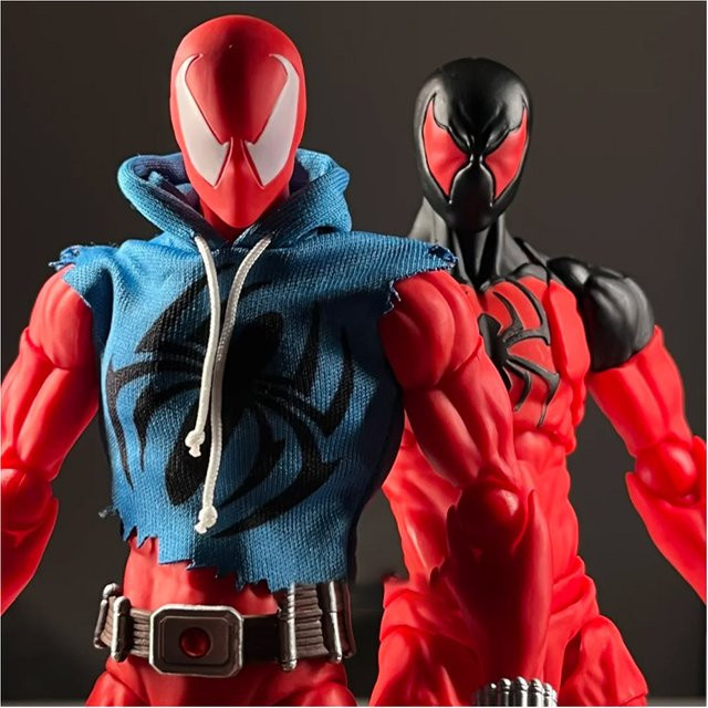 Mess Toys Symbiote Spider Kaine Parker Scarlet Spider Actionfigur, Schwarz Rot - Bild 1