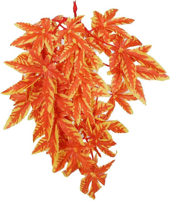 Künstliche Reptilienpflanze aus Kunststoff mit hängenden Blättern und Saugnapf in Grün, Rot oder Orange - Bild 1