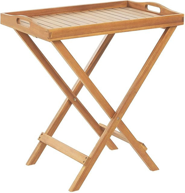 Beliani Beistelltisch JAVA aus Akazienholz in hellem Braun, B/T/H: 45 x 68 x 73 cm - Bild 1