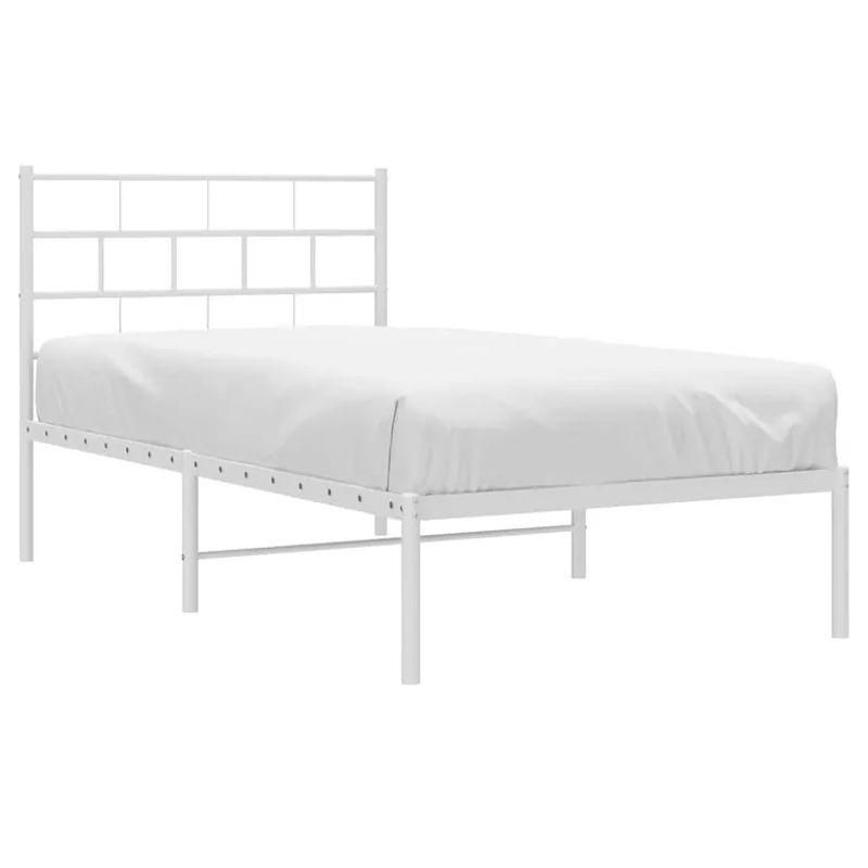Vidaxl Metall-Bettrahmen mit Kopfteil in Weiß, B: 100 cm, L: 190 cm - Bild 2
