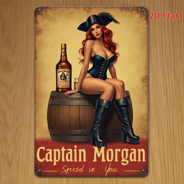 Captain Morgan Spiced in You Metallwandkunst mit Vintage-Barszene, Breite: 50,8 cm, Höhe: 30 cm - Bild 1