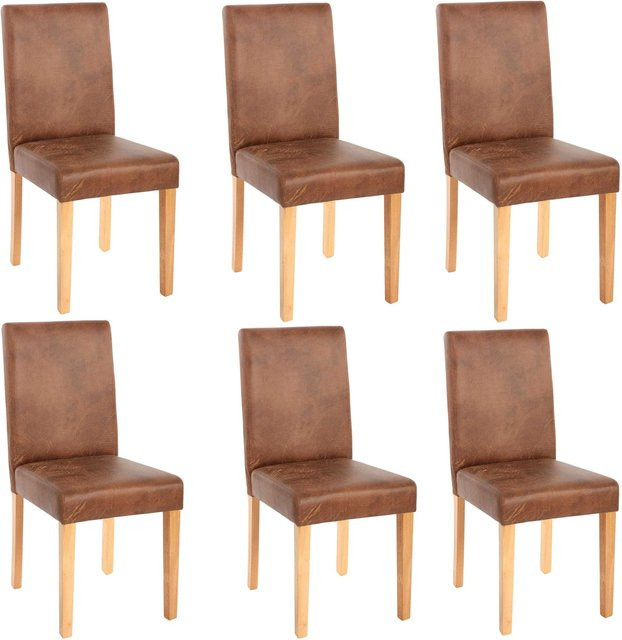 6er-Set Esszimmerstühle MCW Littau aus Textil und Wildlederimitat mit hellen Beinen - Bild 2