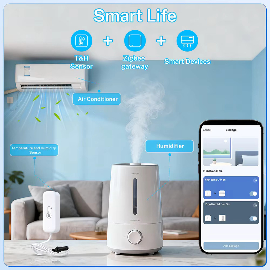 Tuya WiFi Zigbee Temperatur- und Feuchtigkeitssensor mit externer Sonde, intelligentes Thermometer und Hygrometer in Weiß, kompatibel mit Google Home und Smart Life - Bild 3