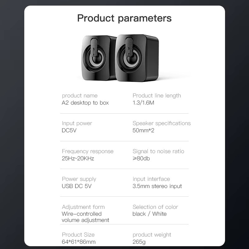 AyeBeau Stereo Mini Lautsprecher für Desktop-Computer und Laptop, Schwarz, Kabelgebunden - Bild 3