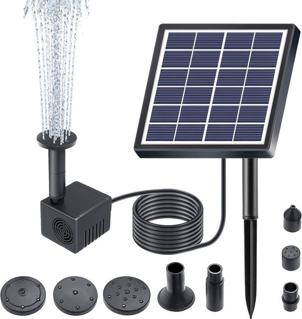 TOMTOP JMS Solar-Brunnenpumpe mit 1,5 W Leistung, 160 l/h Durchflussrate und 8 Düsen, Schwarz - Bild 1