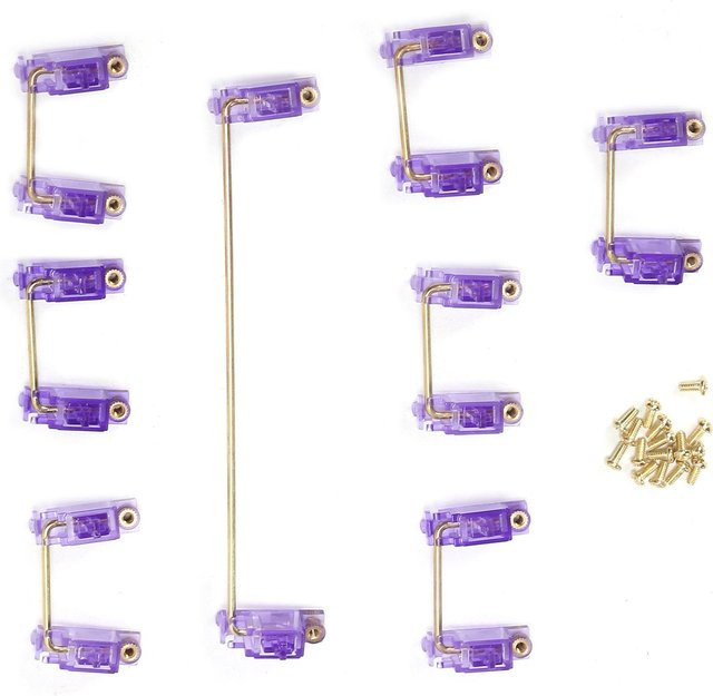 Honor Electronics Mechanischer Tastaturstabilisator mit goldenem Draht und Tastenkappen-Zubehör in Violett und Transparent - Bild 1