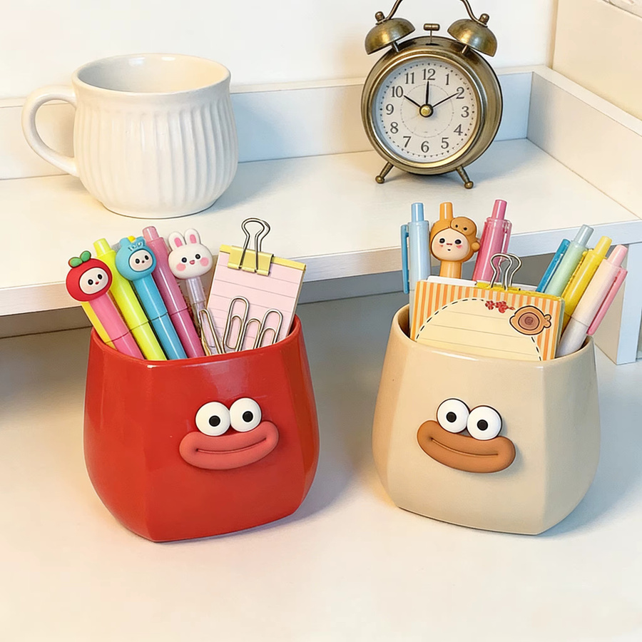 Magnetischer Großmaul-Stifthalter aus Kunststoff in Weiß und Rot als DIY Büro-Aufbewahrungsbox und Kühlschrank-Organizer - Bild 2
