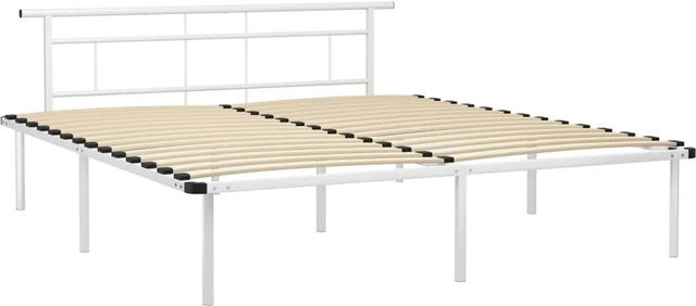 vidaXL Bettgestell aus Metall in Weiß, klassisches Design, B/T: 200 x 200 cm - Bild 1